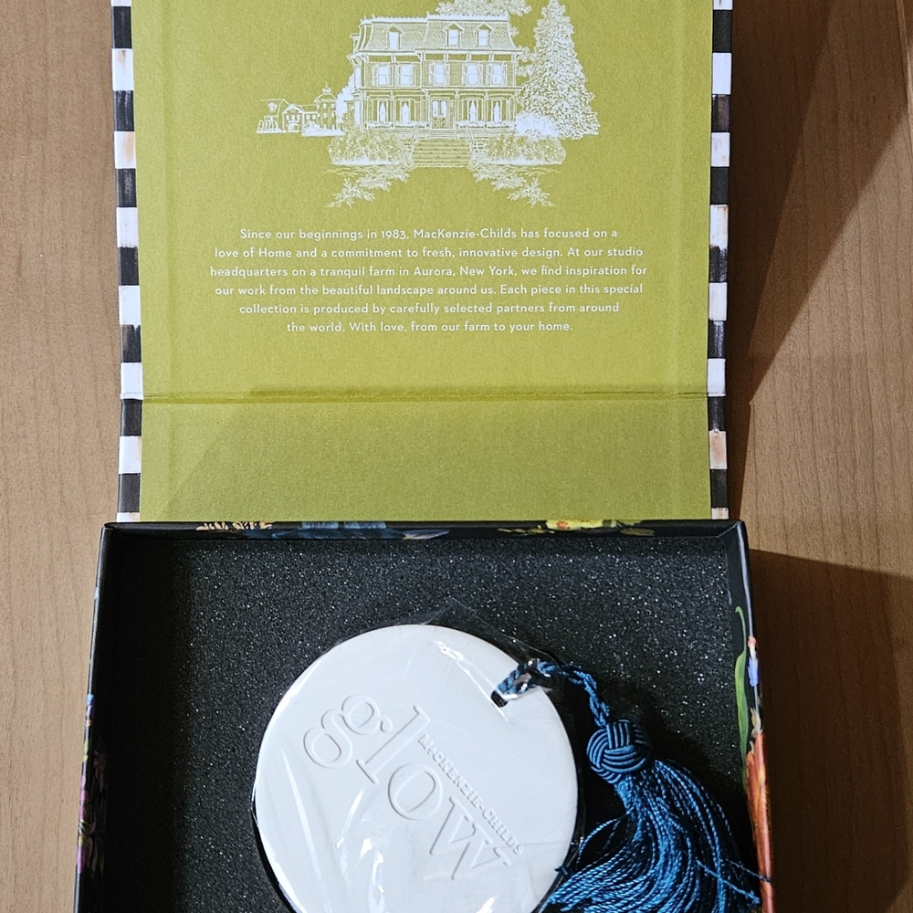 MacKenzie-Childs Glow Scented Disc with Tassel Comes With Bonus Gift